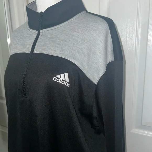 Adidas Golf Quarter Zip Long Sleeve Black & Gray Lightweight Size L - Picture 3 of 10